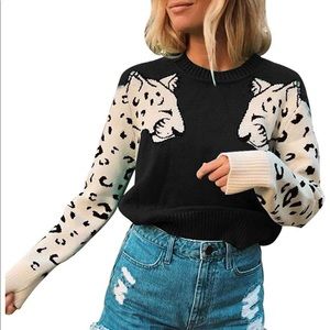 Tiger sleeve pullover sweater